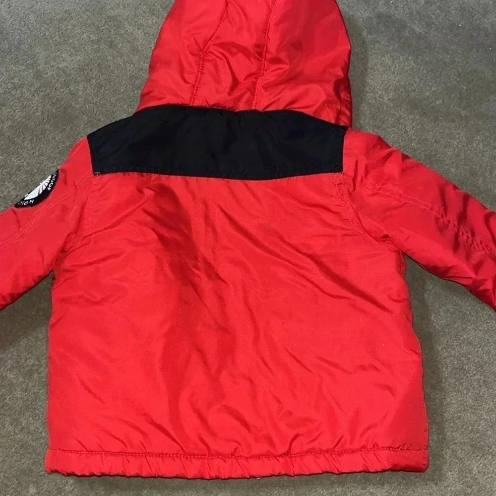 Weather proof red and black 12 month coat